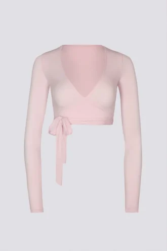 Top court cache-cœur en jersey doux, rose ballet