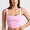 Top court corset en jersey brossé, rose bubblegum