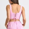 Top court corset en jersey brossé, rose bubblegum