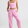 Top court corset en jersey brossé, rose bubblegum