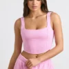 Top court corset en jersey brossé, rose bubblegum