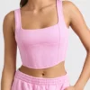 Top court corset en jersey brossé, rose bubblegum