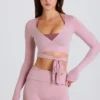 Top court croisé en jersey doux, couleur mauve Top court croisé en jersey doux, couleur mauve