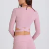 Top court croisé en jersey doux, couleur mauve Top court croisé en jersey doux, couleur mauve