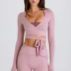 Top court croisé en jersey doux, couleur mauve Top court croisé en jersey doux, couleur mauve
