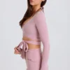 Top court croisé en jersey doux, couleur mauve Top court croisé en jersey doux, couleur mauve
