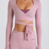 Top court croisé en jersey doux, couleur mauve Top court croisé en jersey doux, couleur mauve