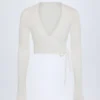 Top court croisé Lou en pointelle, blanc Top court croisé Lou en pointelle, blanc