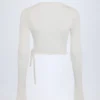 Top court croisé Lou en pointelle, blanc Top court croisé Lou en pointelle, blanc