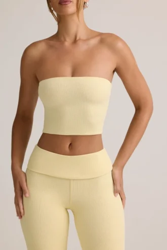 Top court sans bretelles Verna en modal, couleur jaune crème