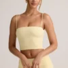 Top court sans bretelles Verna en modal, couleur jaune crème Top court sans bretelles Verna en modal, couleur jaune crème