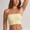 Top court sans bretelles Verna en modal, couleur sorbet citron Top court sans bretelles Verna en modal, couleur sorbet citron