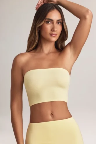 Top court sans bretelles Verna en modal, couleur sorbet citron