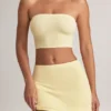 Top court sans bretelles Verna en modal, couleur sorbet citron Top court sans bretelles Verna en modal, couleur sorbet citron