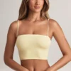 Top court sans bretelles Verna en modal, couleur sorbet citron Top court sans bretelles Verna en modal, couleur sorbet citron