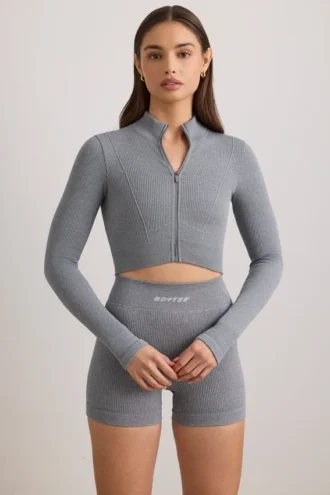 Veste courte FlexiRib en gris chiné