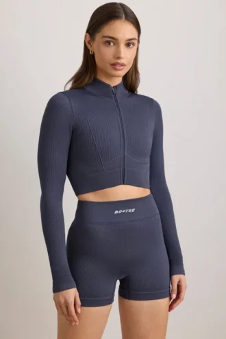 Veste courte zippée FlexiRib, couleur Indigo Slate