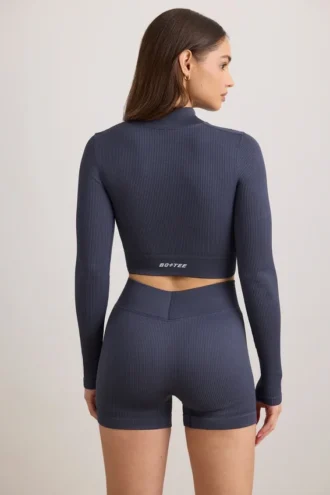 Veste courte zippée FlexiRib, couleur Indigo Slate