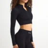 Veste courte zippée FlexiRib en noir Veste courte zippée FlexiRib en noir