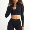 Veste courte zippée FlexiRib en noir Veste courte zippée FlexiRib en noir