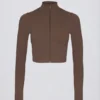 Veste courte zippée Soft Active couleur cacao Veste courte zippée Soft Active couleur cacao