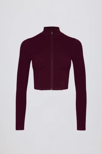 Veste courte zippée Soft Active en bordeaux