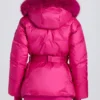 Veste de ski imperméable à capuche en fausse fourrure, rose magenta Veste de ski imperméable à capuche en fausse fourrure, rose magenta