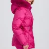 Veste de ski imperméable à capuche en fausse fourrure, rose magenta Veste de ski imperméable à capuche en fausse fourrure, rose magenta