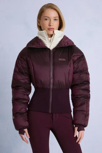 Veste de ski imperméable à double épaisseur, couleur bordeaux