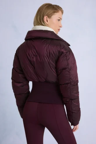 Veste de ski imperméable à double épaisseur, couleur bordeaux