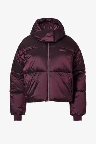 Veste de ski oversize courte imperméable, couleur bordeaux