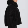 Veste de ski oversize courte imperméable, motif léopard noir Veste de ski oversize courte imperméable, motif léopard noir