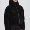 Veste de ski oversize courte imperméable, motif léopard noir Veste de ski oversize courte imperméable, motif léopard noir