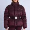Veste de ski oversize imperméable à ceinture, couleur bordeaux Veste de ski oversize imperméable à ceinture, couleur bordeaux