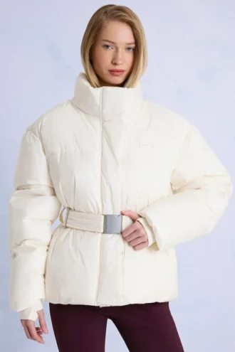 Veste de ski oversize imperméable à ceinture, couleur Ice