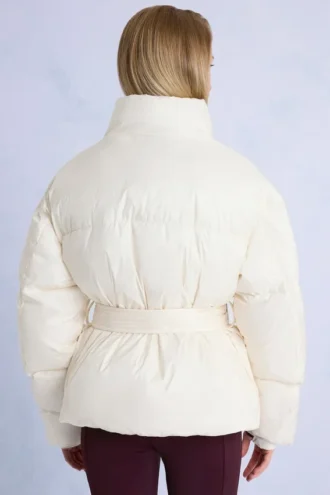 Veste de ski oversize imperméable à ceinture, couleur Ice