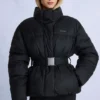 Veste de ski oversize imperméable à ceinture, couleur noire Veste de ski oversize imperméable à ceinture, couleur noire