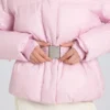 Veste de ski oversize imperméable à ceinture, couleur rose poudré Veste de ski oversize imperméable à ceinture, couleur rose poudré