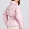 Veste de ski oversize imperméable à ceinture, couleur rose poudré Veste de ski oversize imperméable à ceinture, couleur rose poudré