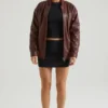 Veste en simili cuir Maple, marron
