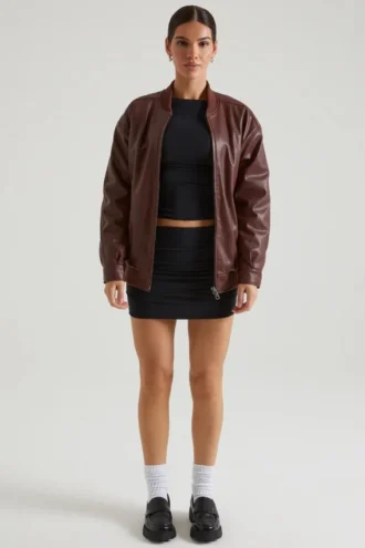 Veste en simili cuir Maple, marron