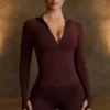 Veste mi-couche à capuche Soft Active, couleur chocolat Veste mi-couche à capuche Soft Active, couleur chocolat