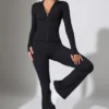 Veste zippée à manches longues en noir Veste zippée à manches longues en noir