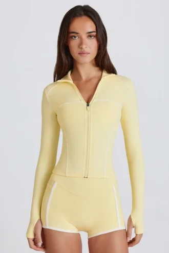 Veste zippée Soft Active à contraste, couleur citron