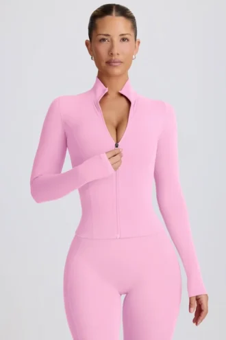 Veste zippée Soft Active en rose pâle